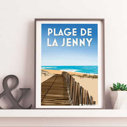 Affiche naturiste de la plage de La Jenny