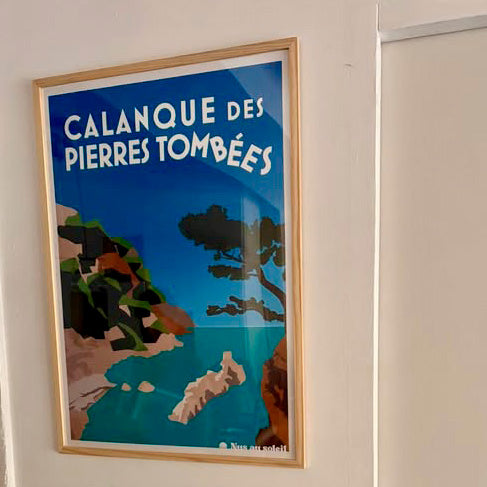 Affiche de voyage naturiste calanques de cassis, idée cadeau 