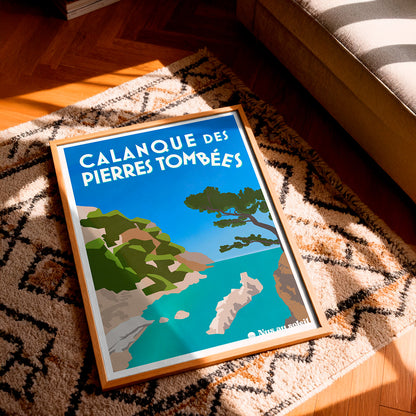 affiche, idée cadeau pour un naturiste : calanques naturistes à marseille