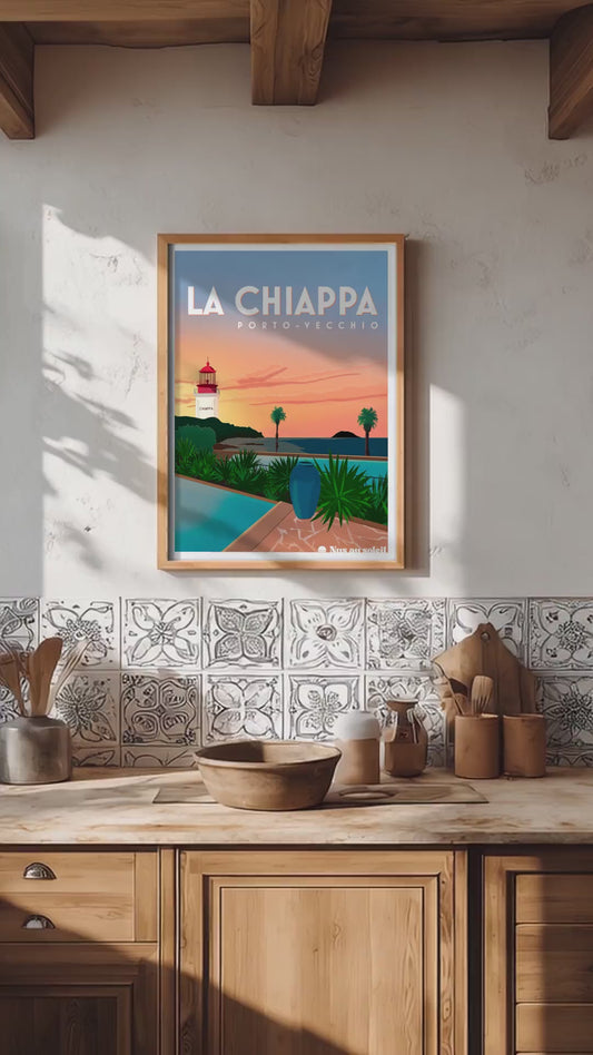Une illustration dédiée au village naturiste La Chiappa, à Porto-Vecchio.
Un lieu emblématique du naturisme en Corse du Sud, entre plages, criques, maquis et mer turquoise.
Une affiche Nus au soleil pour prolonger l’esprit de liberté toute l’année.