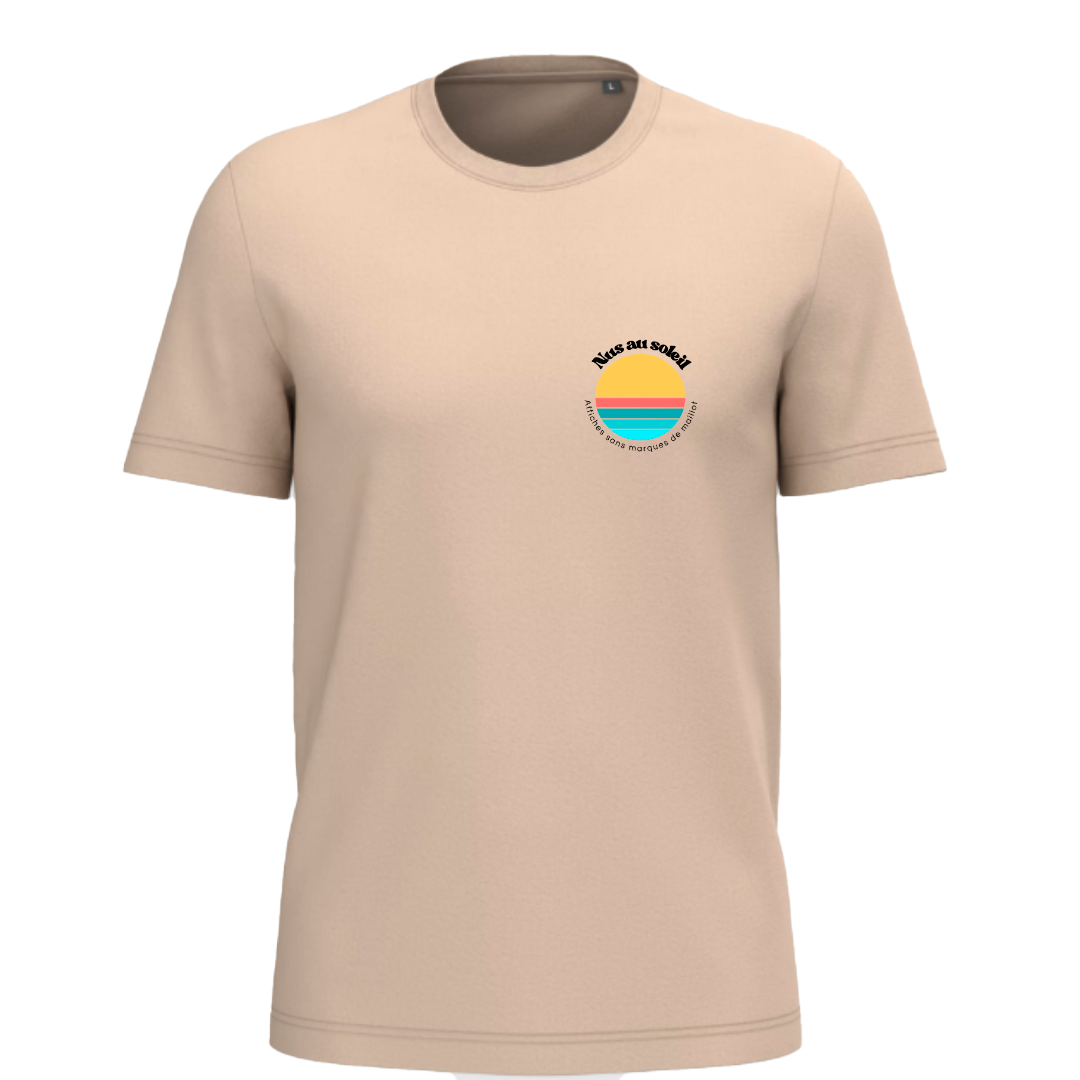  T-shirt Nus au soleil – vue de face avec design sérigraphié sur le cœur